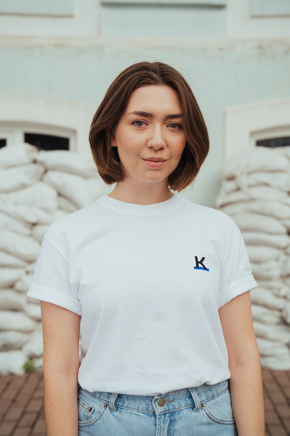 Kyiv Independent embroidered "K" logo T-shirt