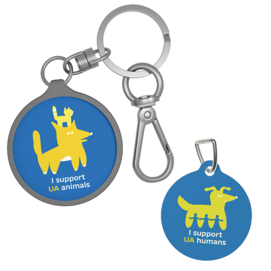 I Support UA Animals Key Ring and I Support UA Humans Dog Tag